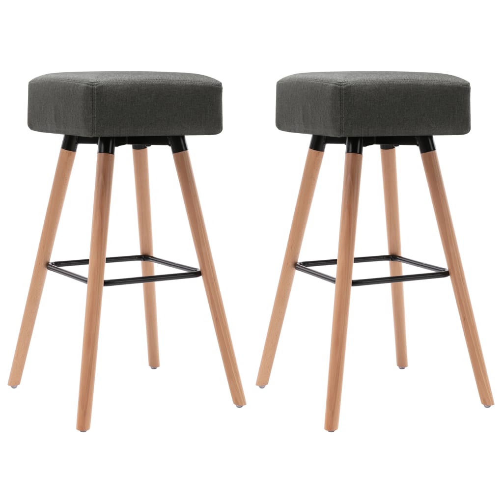 Barhocker 2 Stk. Dunkelgrau Stoff