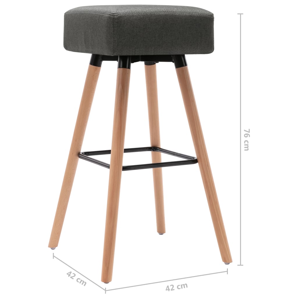 Barhocker 2 Stk. Dunkelgrau Stoff