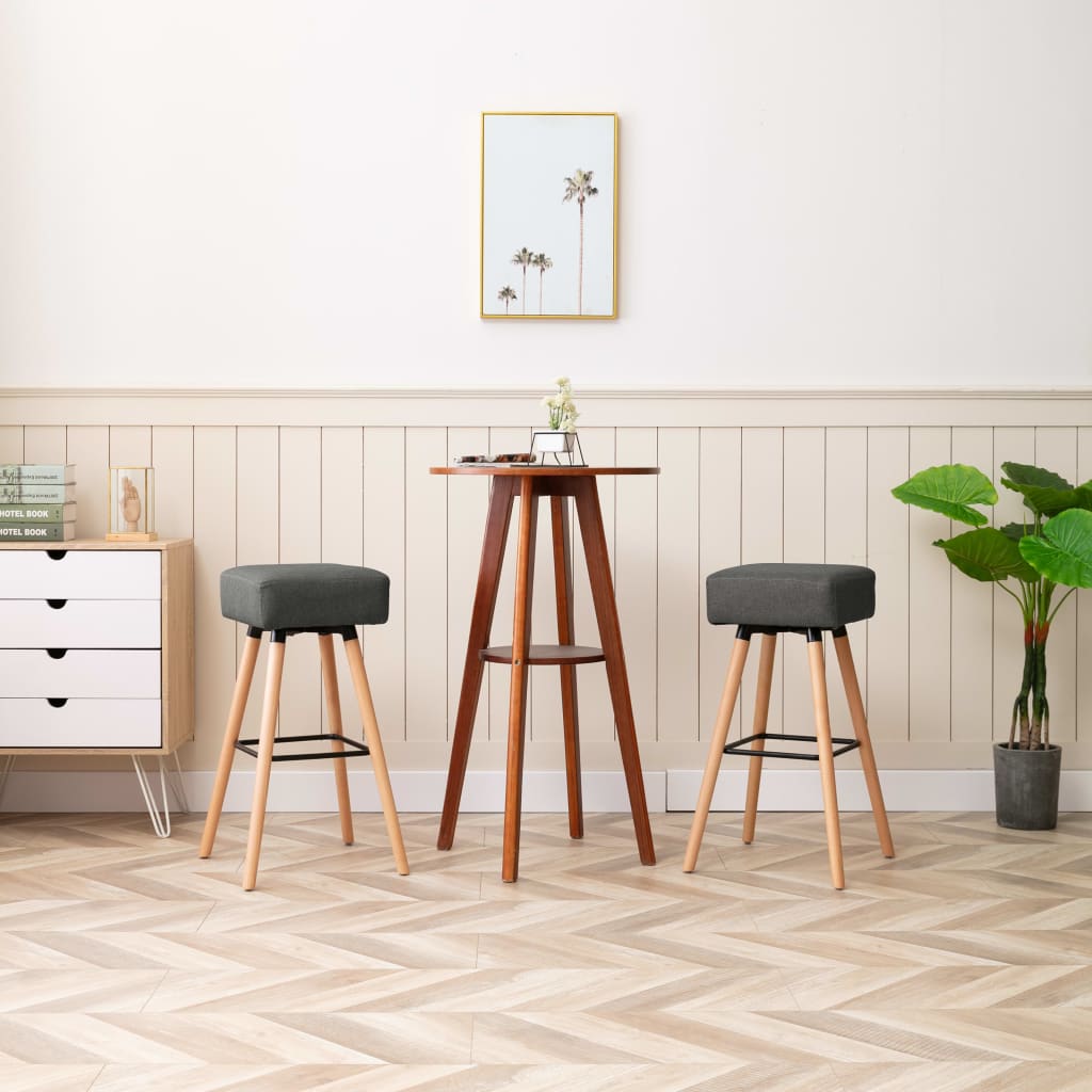 Barhocker 2 Stk. Dunkelgrau Stoff