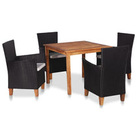 Thumbnail for 5-tlg. Garten-Essgruppe Poly Rattan Schwarz und Braun
