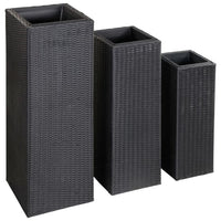Thumbnail for Garten-Hochbeete 3-tlg. Poly Rattan Schwarz