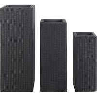 Thumbnail for Garten-Hochbeete 3-tlg. Poly Rattan Schwarz