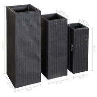 Thumbnail for Garten-Hochbeete 3-tlg. Poly Rattan Schwarz