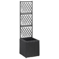 Thumbnail for Hochbeet mit Rankgitter 1 Topf 30x30x107cm Poly Rattan Schwarz