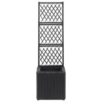 Thumbnail for Hochbeet mit Rankgitter 1 Topf 30x30x107cm Poly Rattan Schwarz