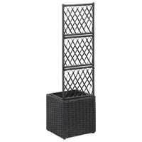 Thumbnail for Hochbeet mit Rankgitter 1 Topf 30x30x107cm Poly Rattan Schwarz