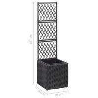 Thumbnail for Hochbeet mit Rankgitter 1 Topf 30x30x107cm Poly Rattan Schwarz