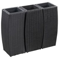 Thumbnail for Garten-Hochbeete 3-tlg. Poly Rattan Schwarz