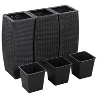 Thumbnail for Garten-Hochbeete 3-tlg. Poly Rattan Schwarz