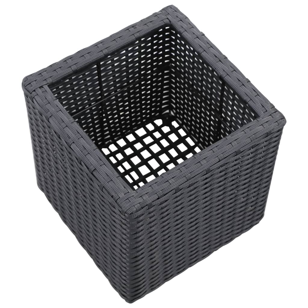 Garten-Hochbeete 3-tlg. Poly Rattan Schwarz