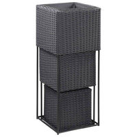 Thumbnail for Garten-Hochbeete 3-tlg. Poly Rattan Schwarz
