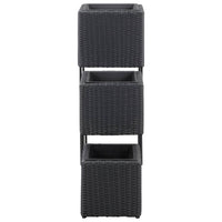Thumbnail for Garten-Hochbeete 3-tlg. Poly Rattan Schwarz