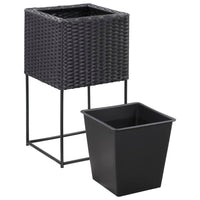 Thumbnail for Garten-Hochbeete 3-tlg. Poly Rattan Schwarz