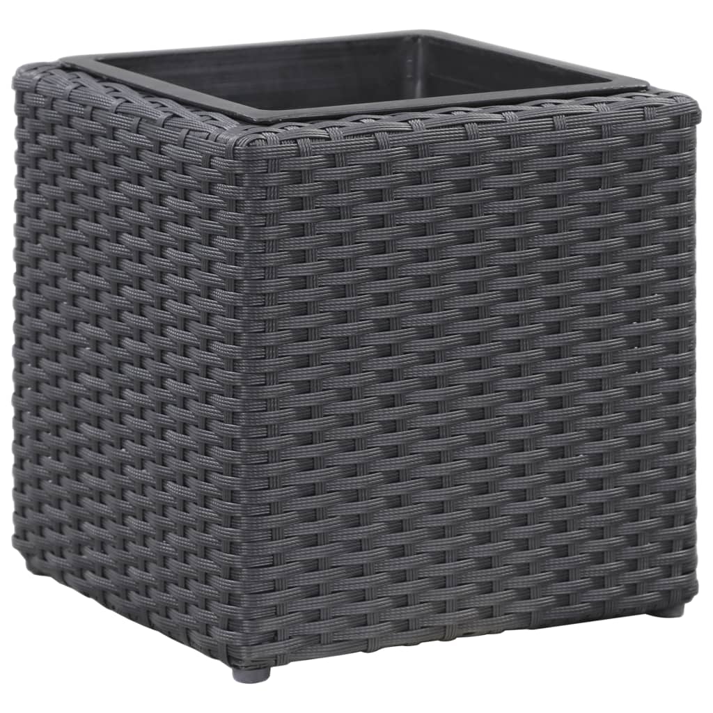 Garten-Hochbeete 3-tlg. Poly Rattan Schwarz