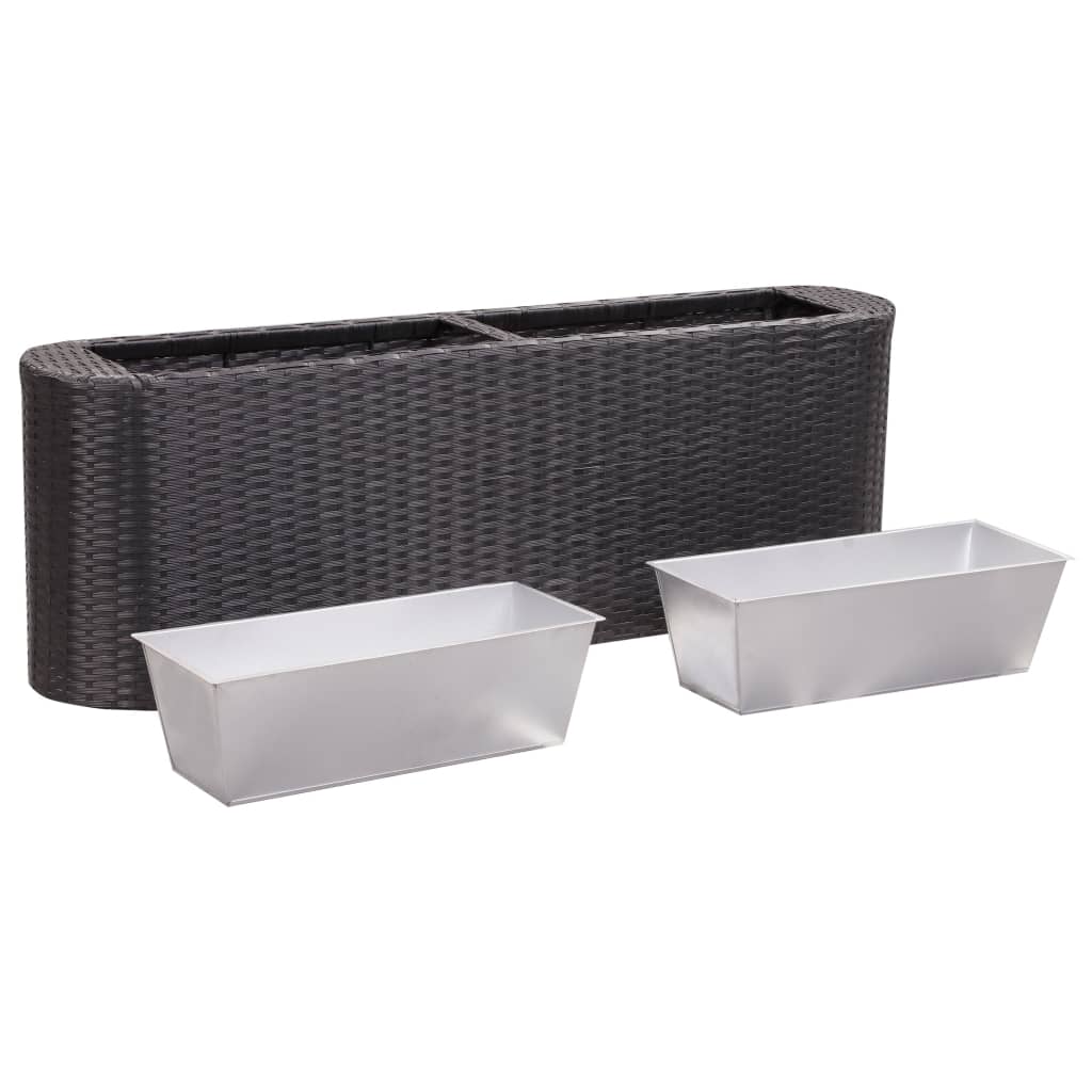 Garten-Hochbeet 120×24×40 cm Poly Rattan Schwarz