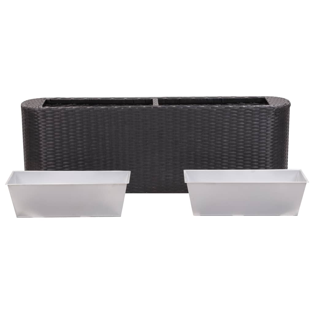 Garten-Hochbeet 120×24×40 cm Poly Rattan Schwarz