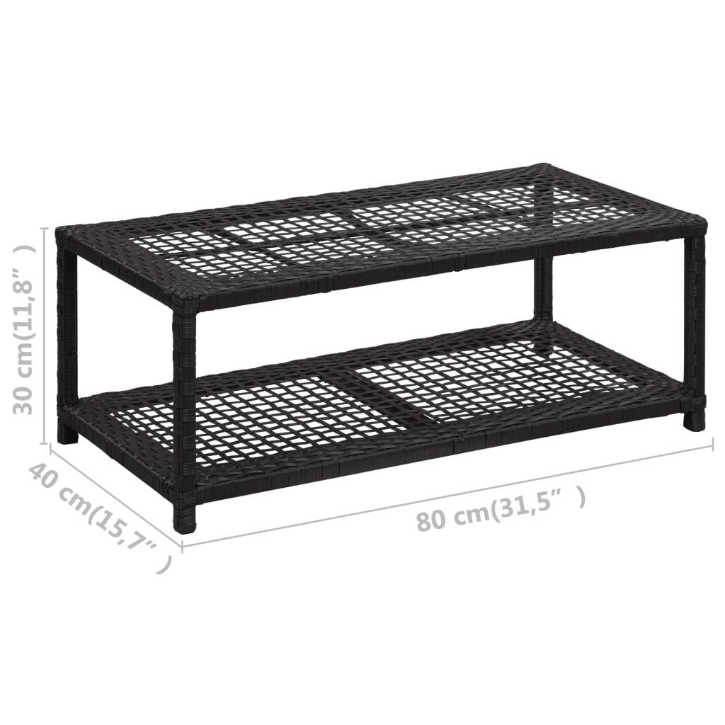 Schuhbank Schwarz 80 x 40 x 30 cm Poly Rattan