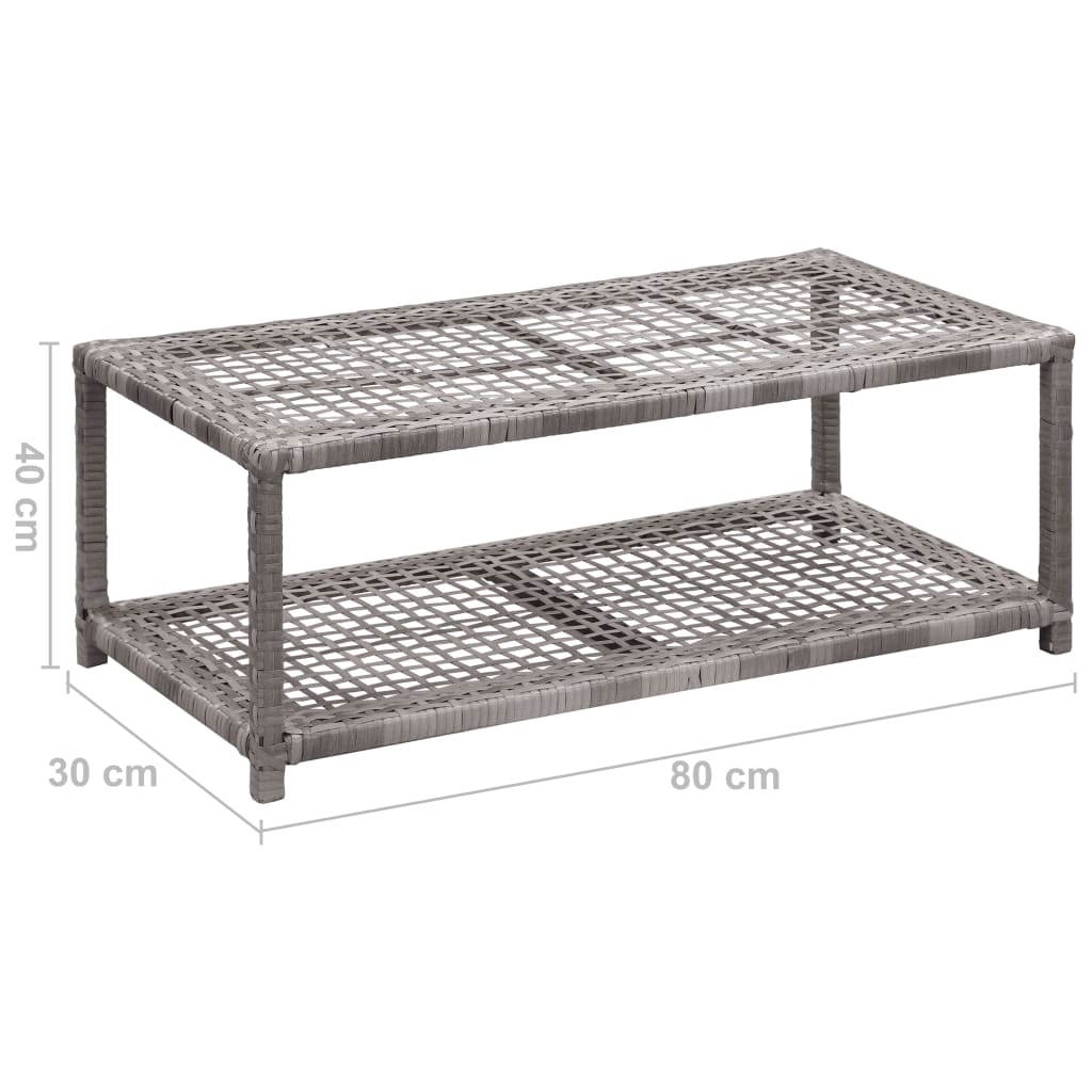 Schuhbank Grau 80 x 40 x 30 cm Poly Rattan