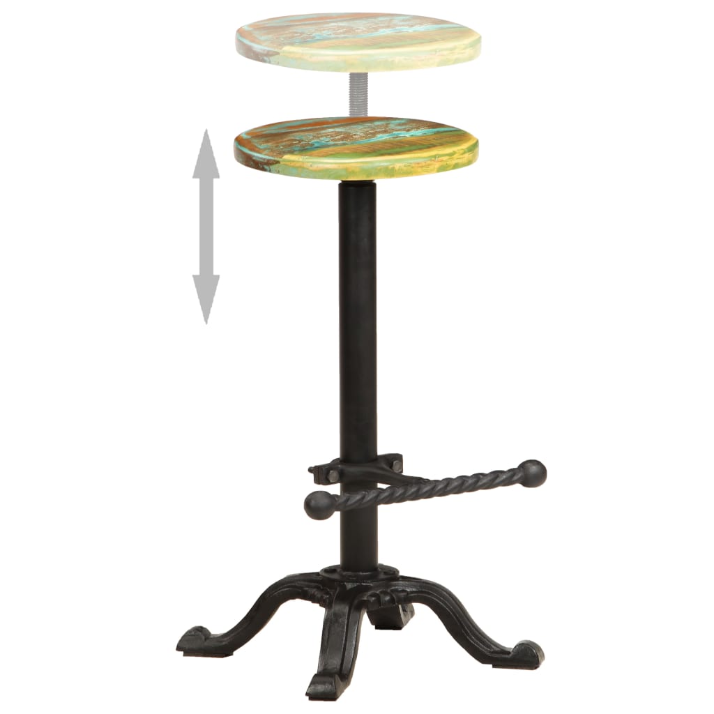 Barhocker 2 Stk. Gusseisen und Recyceltes Massivholz
