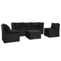 Thumbnail for 4-tlg. Garten-Lounge-Set mit Auflagen Poly Rattan Schwarz