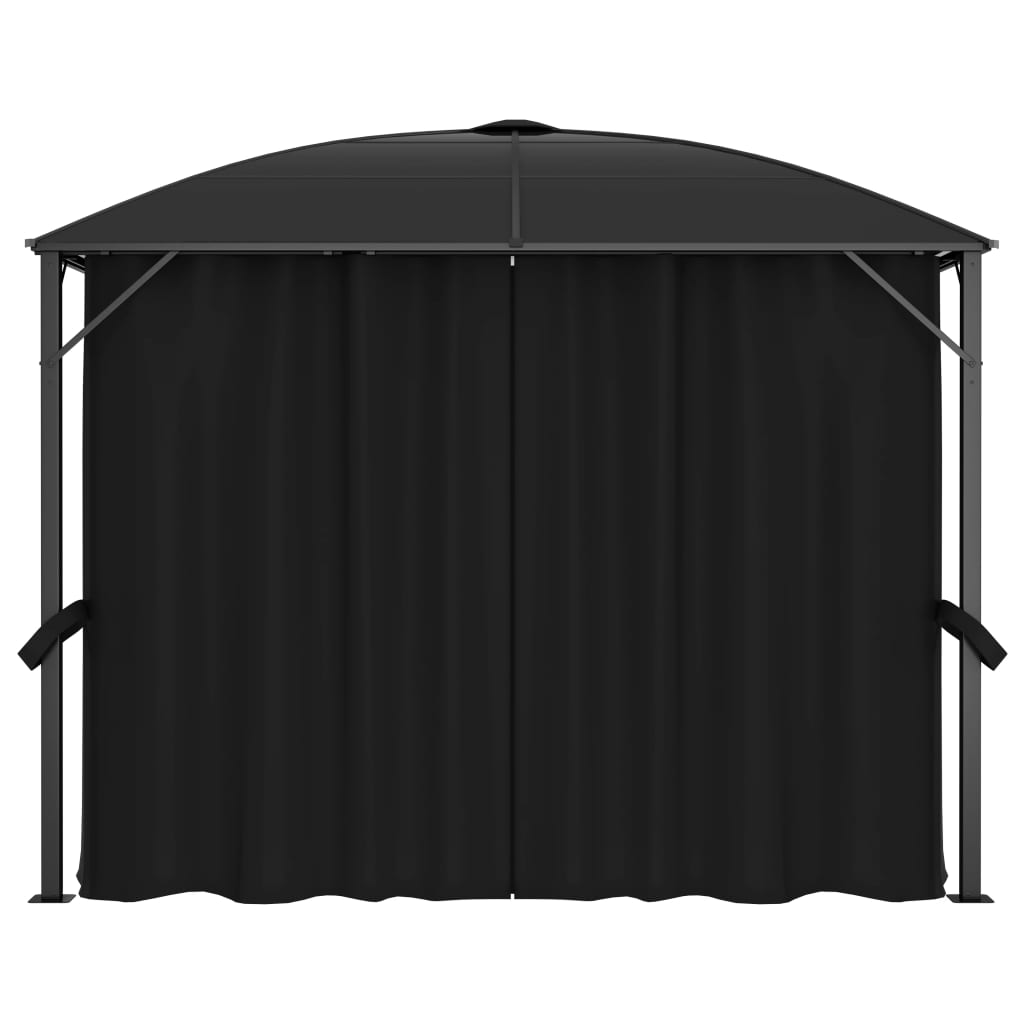 Pavillon mit Vorhängen 300 x 300 x 265 cm Anthrazit