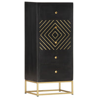 Thumbnail for Schubladenschrank Schwarz Golden 45x30x105cm Mangoholz