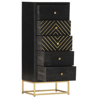 Thumbnail for Schubladenschrank Schwarz Golden 45x30x105cm Mangoholz