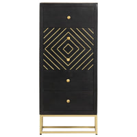 Thumbnail for Schubladenschrank Schwarz Golden 45x30x105cm Mangoholz