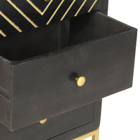 Thumbnail for Schubladenschrank Schwarz Golden 45x30x105cm Mangoholz
