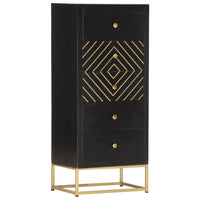 Thumbnail for Schubladenschrank Schwarz Golden 45x30x105cm Mangoholz