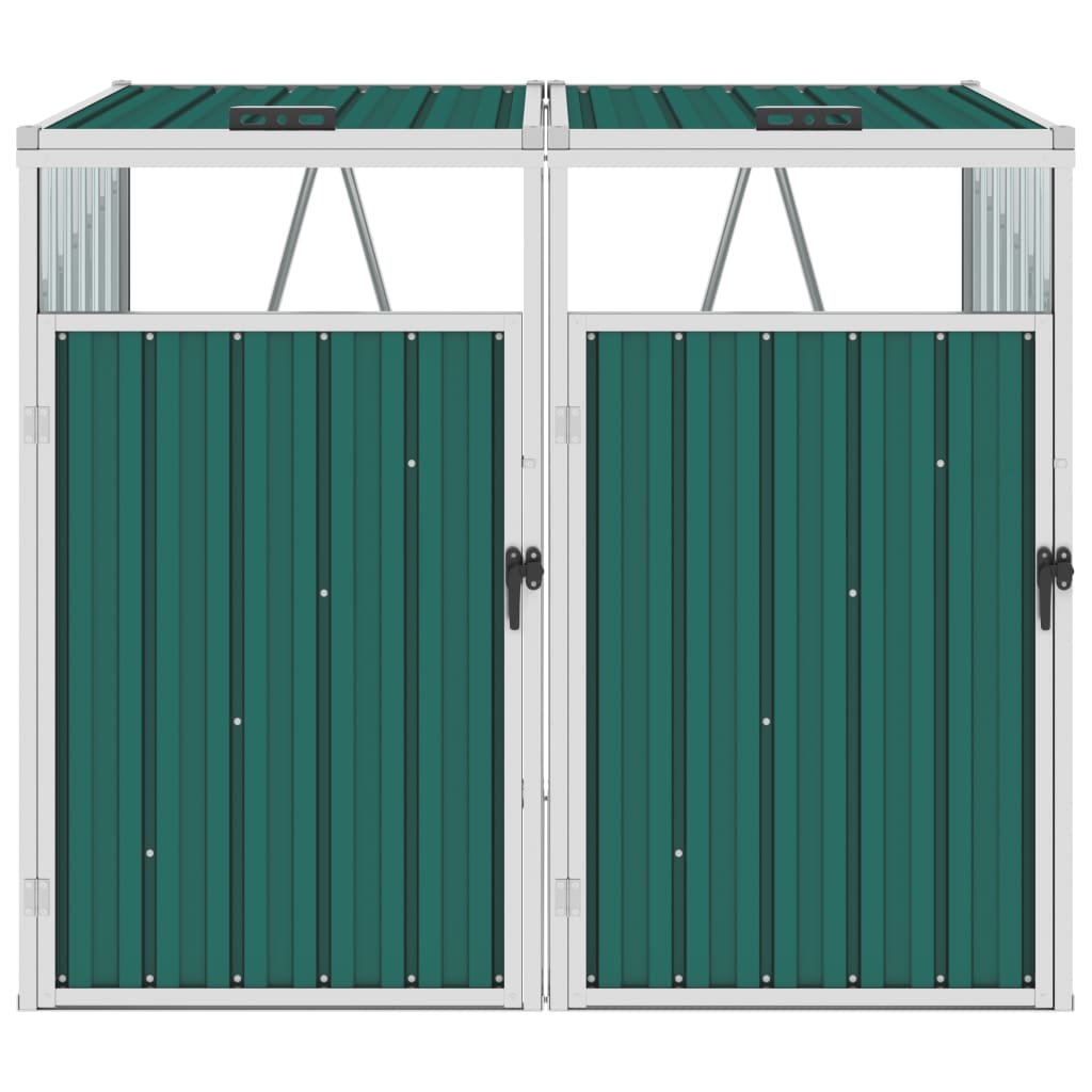 Mülltonnenbox für 2 Mülltonnen Grün 143×81×121 cm Stahl