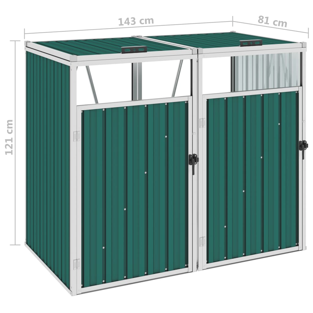 Mülltonnenbox für 2 Mülltonnen Grün 143×81×121 cm Stahl