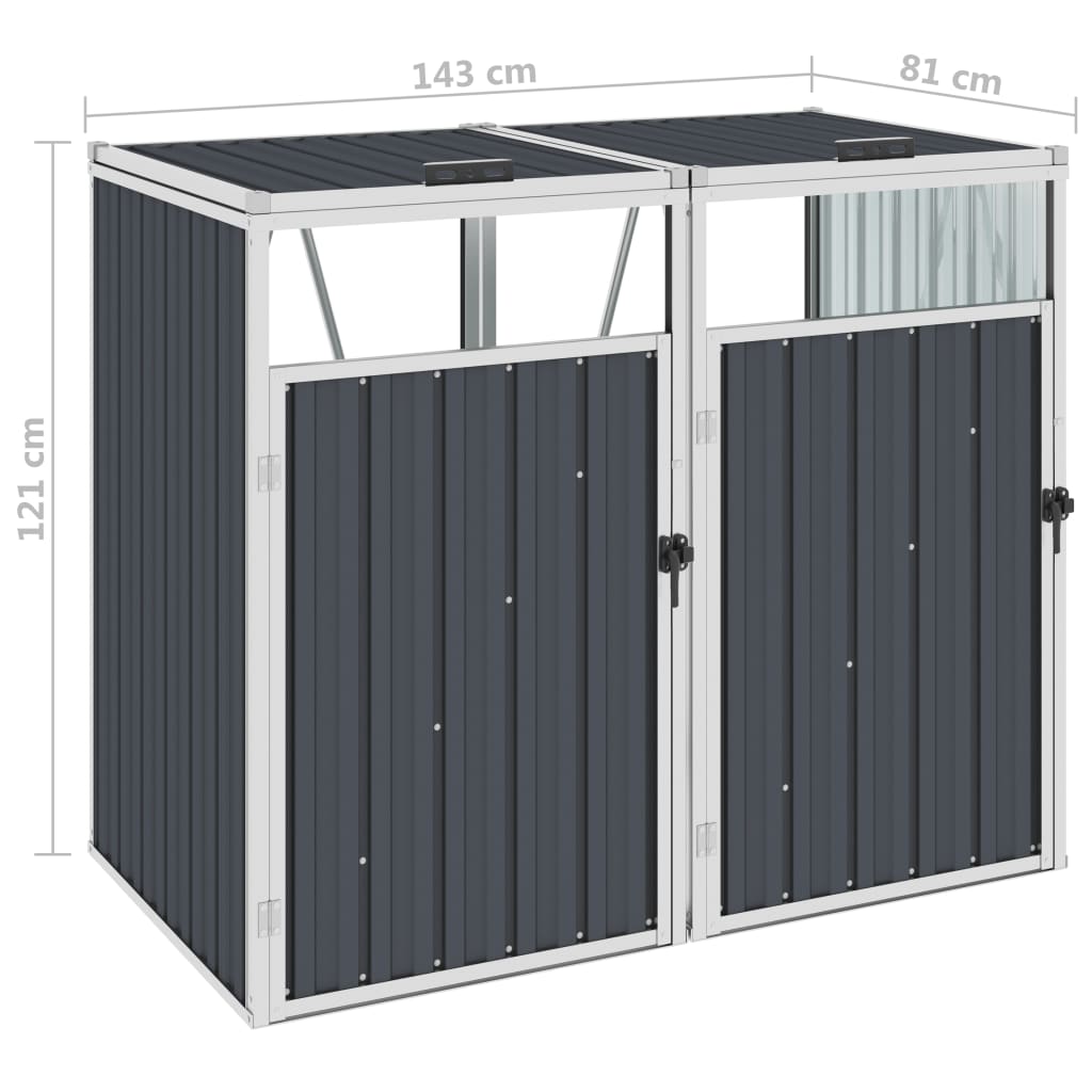 Mülltonnenbox für 2 Mülltonnen Anthrazit 143×81×121 cm Stahl