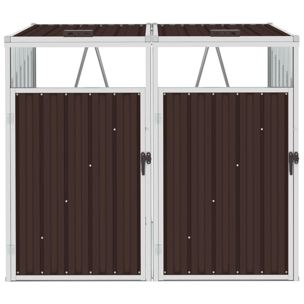 Mülltonnenbox für 2 Mülltonnen Braun 143×81×121 cm Stahl