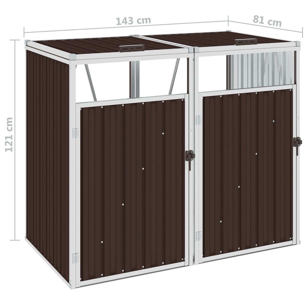Mülltonnenbox für 2 Mülltonnen Braun 143×81×121 cm Stahl