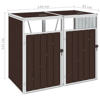 Thumbnail for Mülltonnenbox für 2 Mülltonnen Braun 143×81×121 cm Stahl