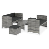Thumbnail for 5-tlg. Garten-Lounge-Set mit Auflagen Poly Rattan Grau