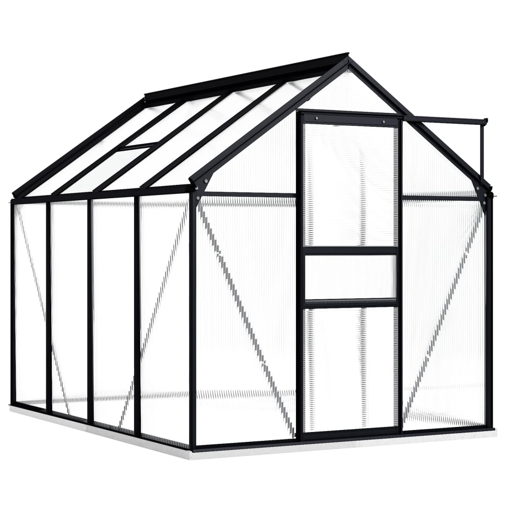 Gewächshaus mit Fundamentrahmen Anthrazit Aluminium 4,75 m³