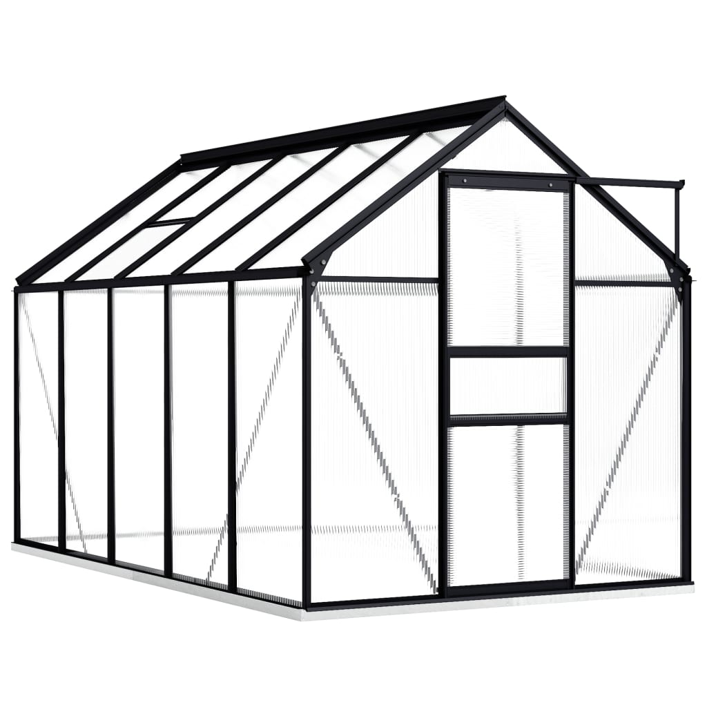Gewächshaus mit Fundamentrahmen Anthrazit Aluminium 5,89 m³