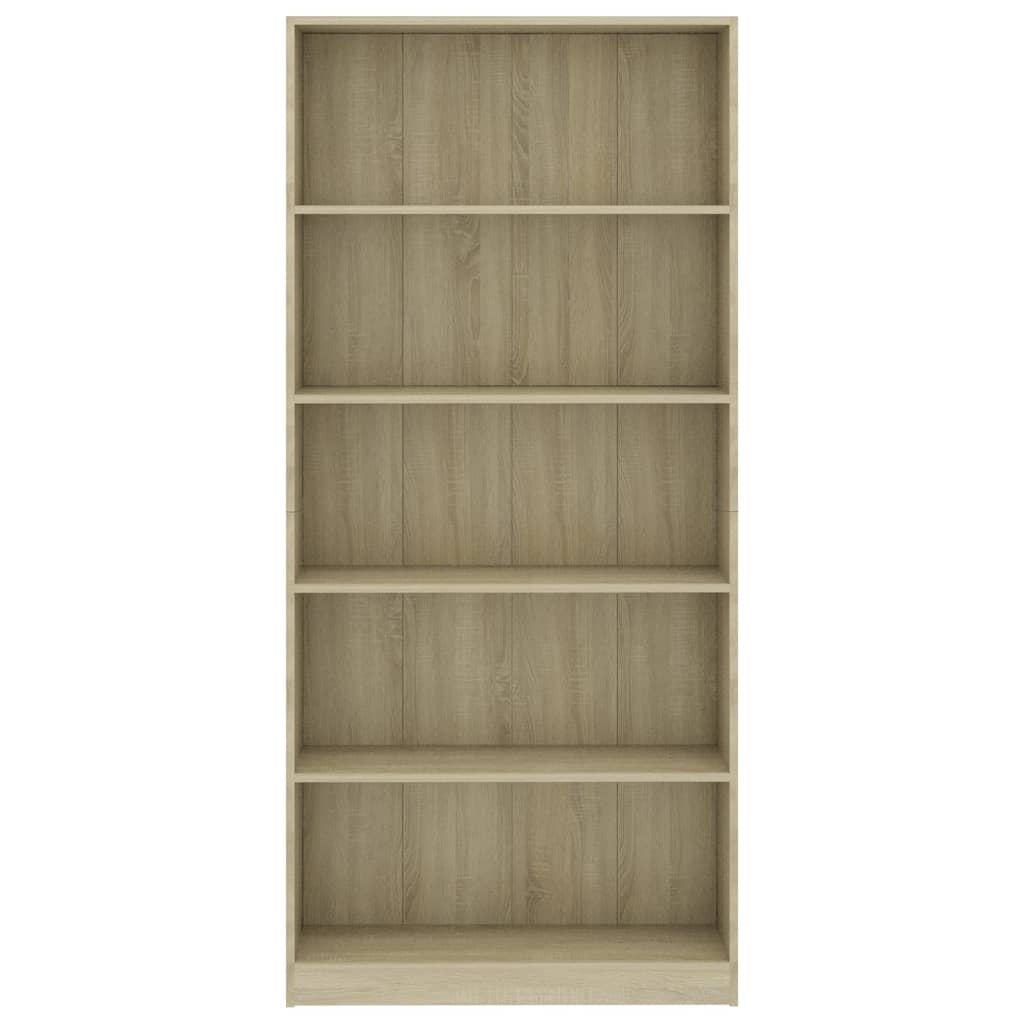 Bücherregal 5 Fächer Sonoma-Eiche 80x24x175 cm Holzwerkstoff