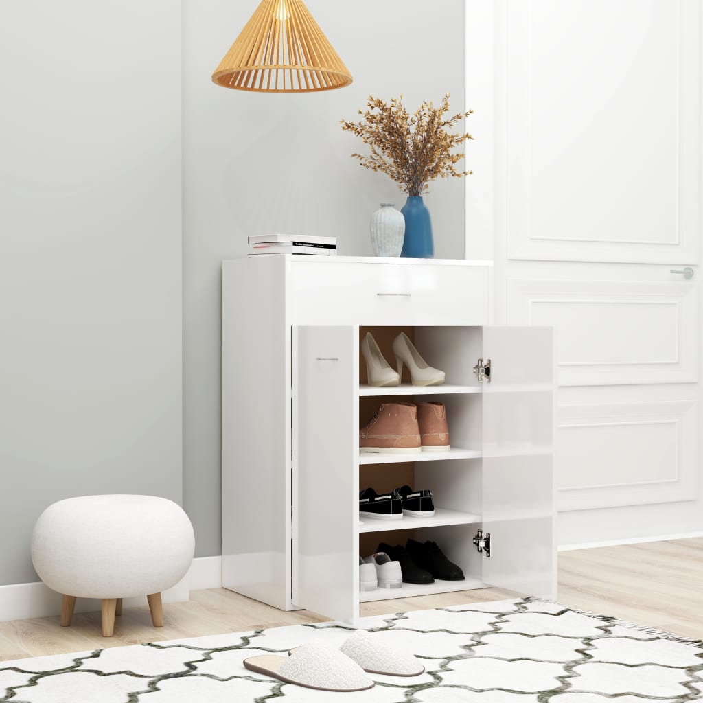 Schuhschrank Hochglanz-Weiß 60x35x84 cm Holzwerkstoff