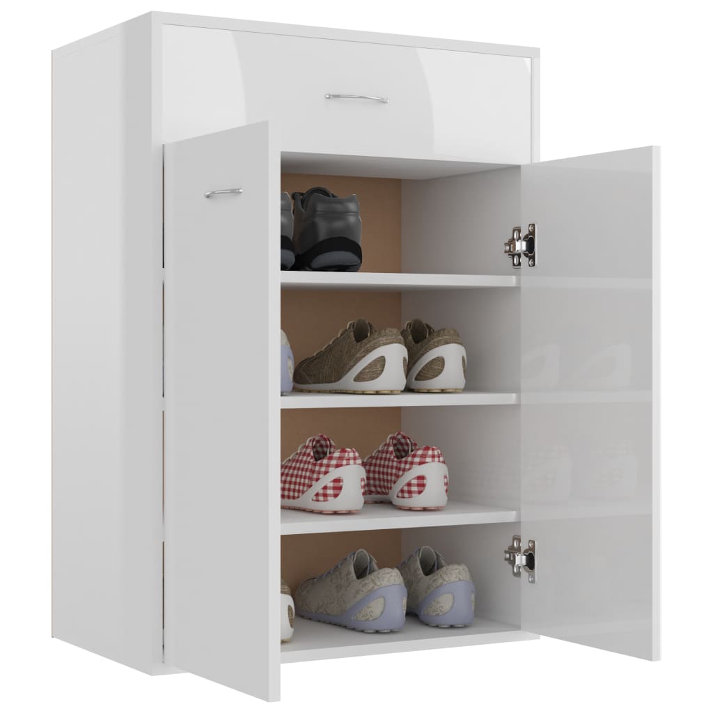 Schuhschrank Hochglanz-Weiß 60x35x84 cm Holzwerkstoff