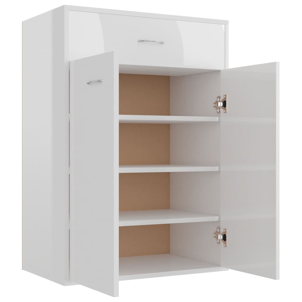 Schuhschrank Hochglanz-Weiß 60x35x84 cm Holzwerkstoff