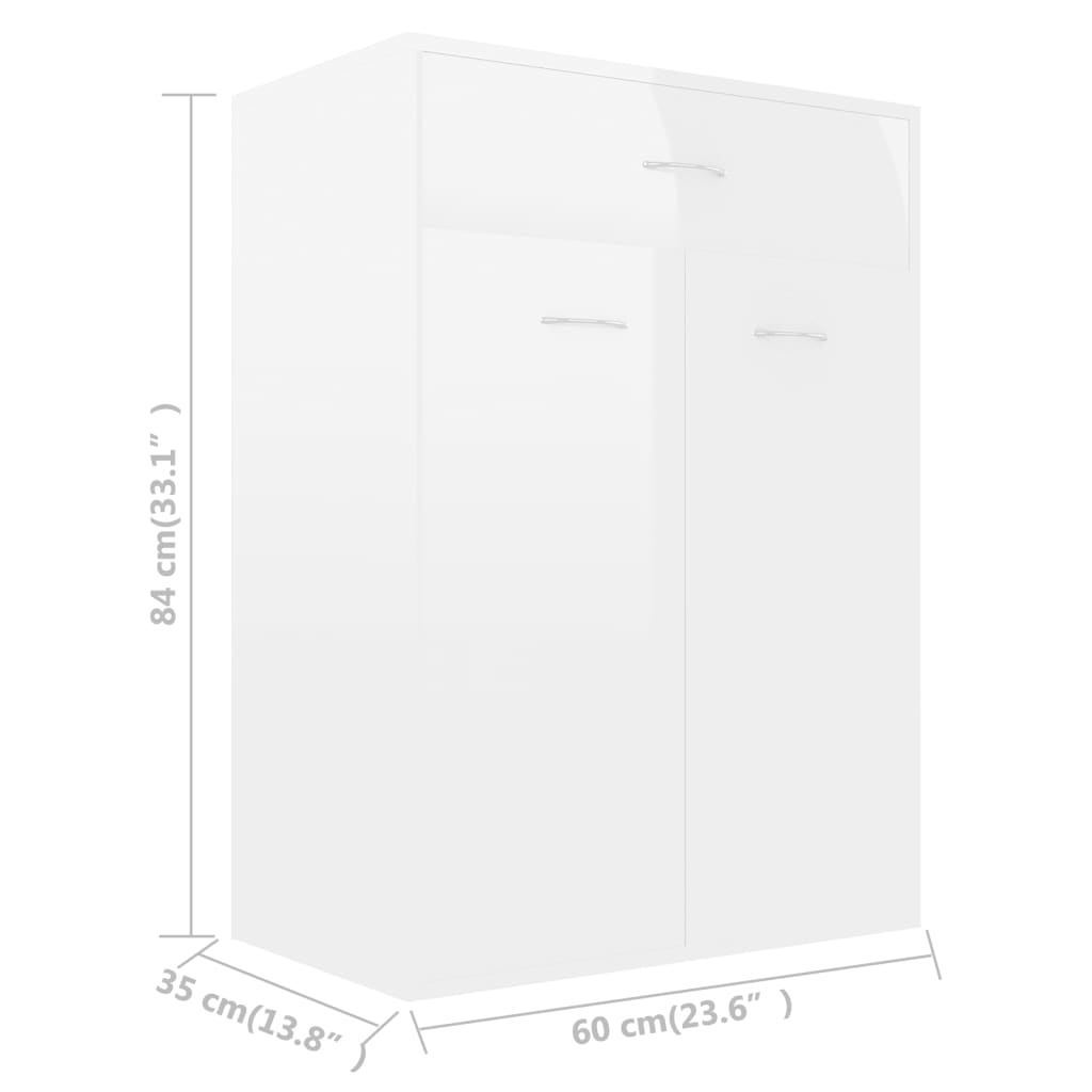 Schuhschrank Hochglanz-Weiß 60x35x84 cm Holzwerkstoff