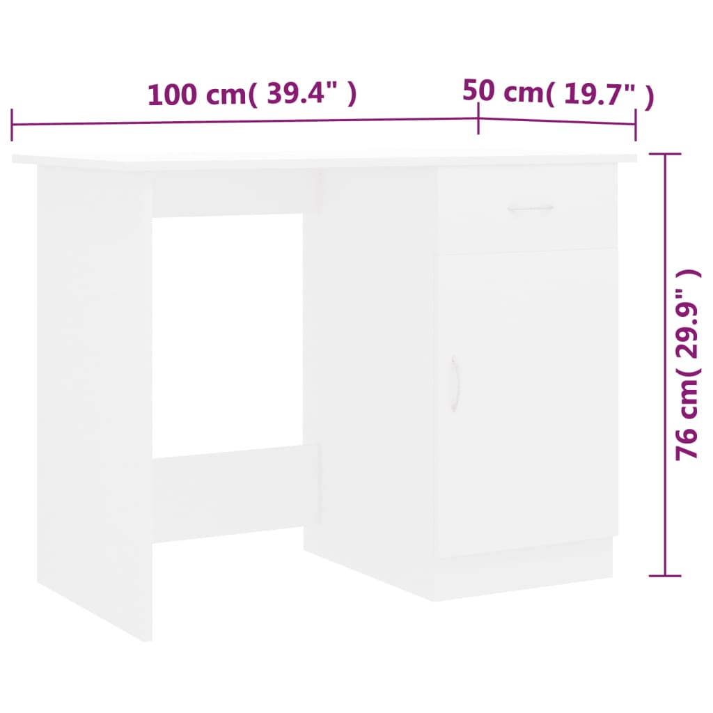 Schreibtisch Weiß 100×50×76 cm Holzwerkstoff