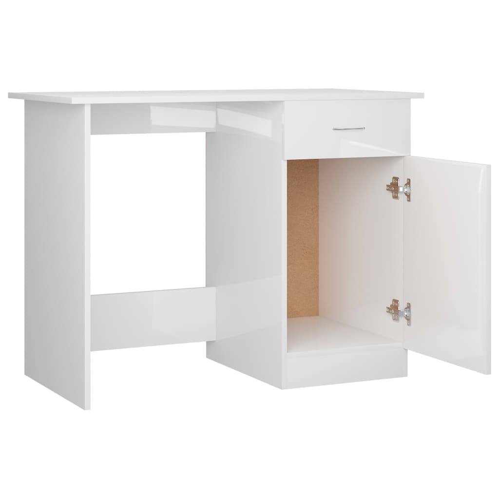 Schreibtisch Hochglanz-Weiß 100x50x76 cm Holzwerkstoff