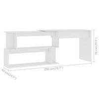 Thumbnail for Eckschreibtisch Weiß 200x50x76 cm Holzwerkstoff