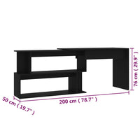 Thumbnail for Eckschreibtisch Schwarz 200x50x76 cm Holzwerkstoff