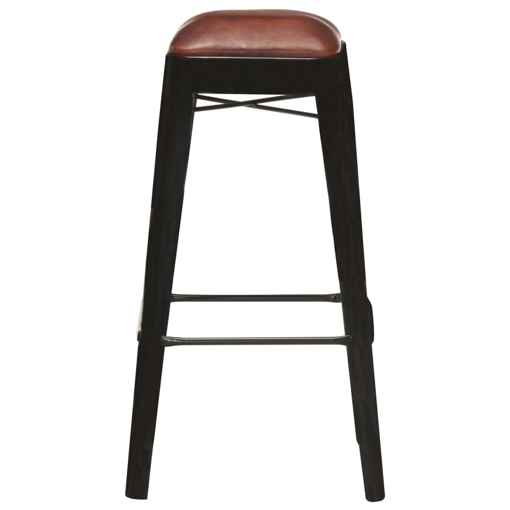 Barhocker 2 Stk. Schwarz Echtleder