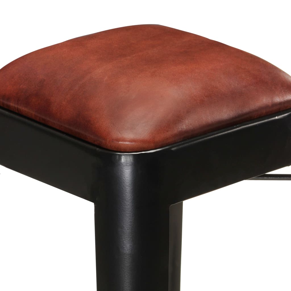 Barhocker 2 Stk. Schwarz Echtleder